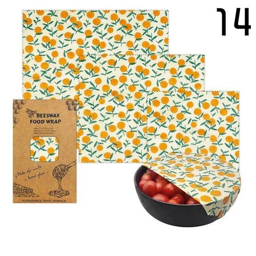 Papier D'emballage Alimentaire À La Cire D'abeille Sans Bpa Et Plastique,Stockage Réutilisable,Rond,Durable,Fruits,Légumes,Fromage,Bio,3 Pièces