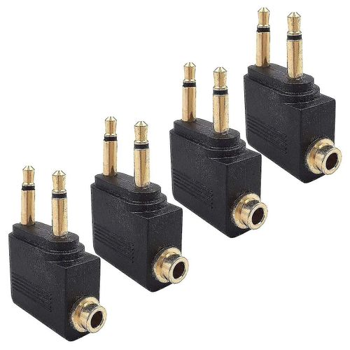 4 Pack Adaptateur casque d¿avion, adaptateurs de vol d¿avion de compagnie aérienne pour casque, plaqué or 3