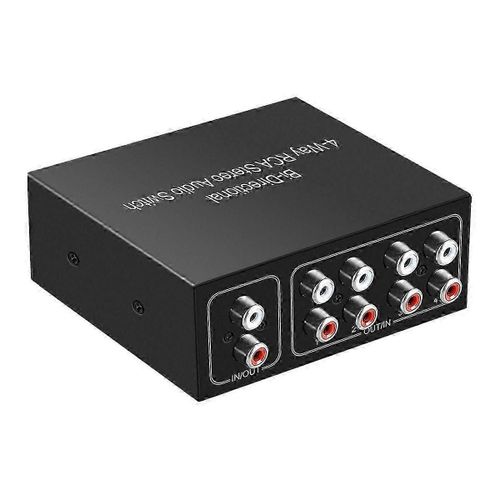 4 Ports Bi-Directionnel R L RCA Audio Switcher Box Audio Rotary Switch Plug and Play Audio Splitter pour TV Console de jeu