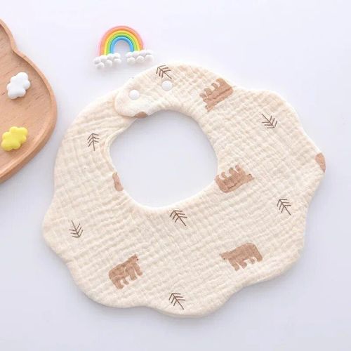 Bavoirs D'alimentation Pour Bébé,Résistants À 360,6 Couches De Fil De Coton,Pétale,Serviette De Salive En Dentelle,Pour Nouveau-Né Et Tout-Petit,En Coton Doux - Type E Brown Bear