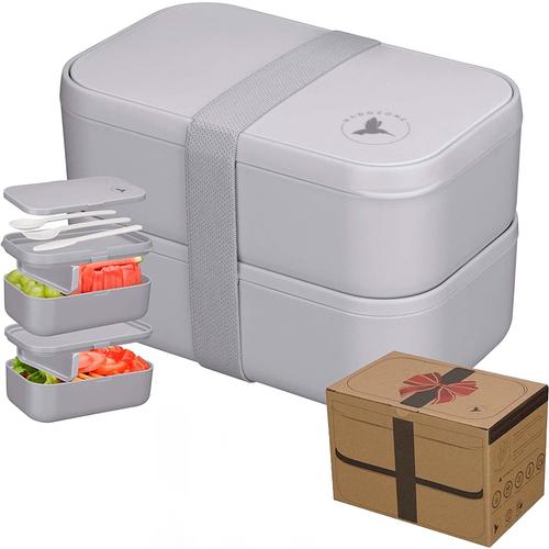 Lunch Box,Boite Repas avec Compartiments et Couverts,Boîte à