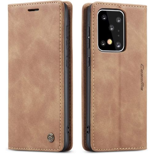 Coque Pour Samsung Galaxy S20 Ultra, Fentes Cartes Cuir Pu Vintage Samsung Galaxy S20 Ultra - Marron