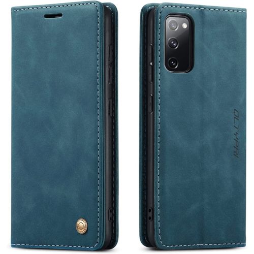 Coque Pour Samsung Galaxy S20 Fe, Fentes Cartes Cuir Pu Vintage Samsung Galaxy S20 Fe - Bleu