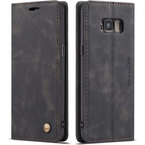 Coque Pour Samsung Galaxy S8, Fentes Cartes Cuir Pu Vintage Samsung Galaxy S8 - Noir