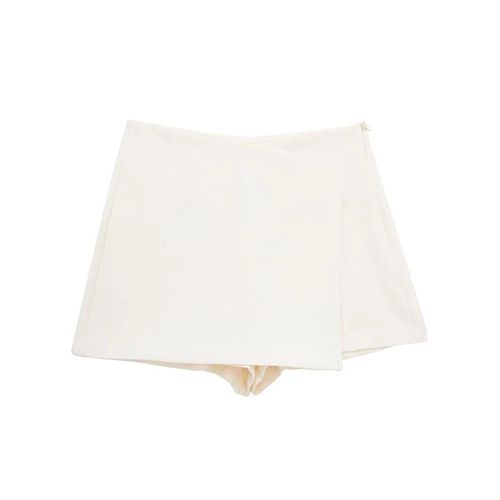Jupe-Short Vintage À Fermeture Éclair Sur Le Côté Pour Femme,Mode,Couleur Unie,Taille Haute,Chic,Dame