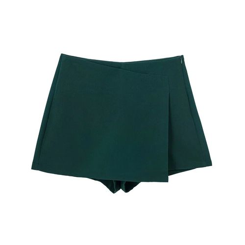 Jupe-Short Vintage À Fermeture Éclair Sur Le Côté Pour Femme,Mode,Couleur Unie,Taille Haute,Chic,Dame