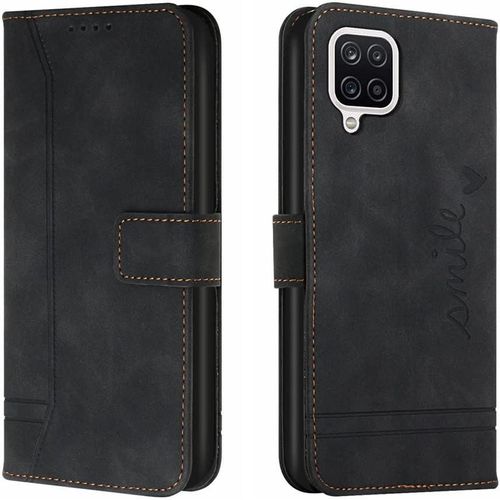 Coque Samsung Galaxy A22 4g, Cuir + Tpu Flip 3 Porte Cartes Stand Pour Galaxy A22 4g. Black Hxa