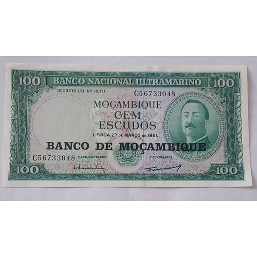 Mozambique 100 Escudos 1961 Neuf/Unc (Avec Filigrane) 