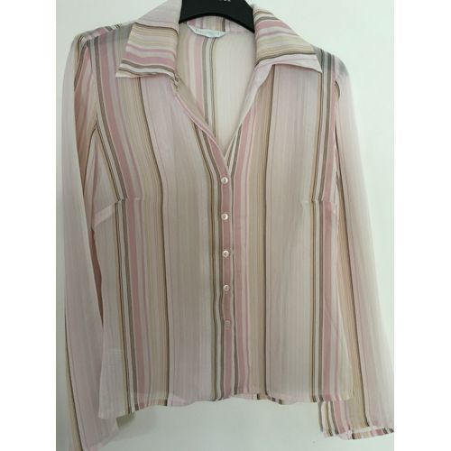 Chemisier Promod Rose Pale À Rayures En Voile De Viscose