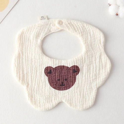 Bavoir En Gaze De Coton Coréen Pour Bébé,Joli Imprimé Pour Nouveau-Né,Écharpe Bandana Pour Garçons Et Filles,Serviette D'alimentation Pour La Salive - Type Love Brown Bear