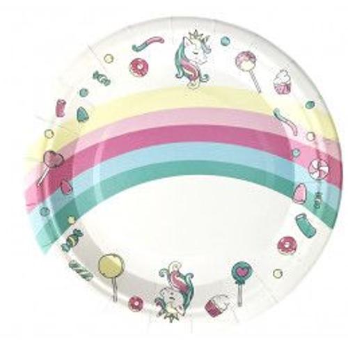 Assiette Licorne Set De 8 Pieces. Diamètre 18 Cm