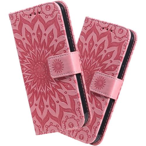 Coque Samsung A52 5g Porte Carte, Coque A52 5g Rabat Mandala, En Faux Cuir Magnetique Et Dragonne Pour Samsung Galaxy A52 5g. Pink Kt