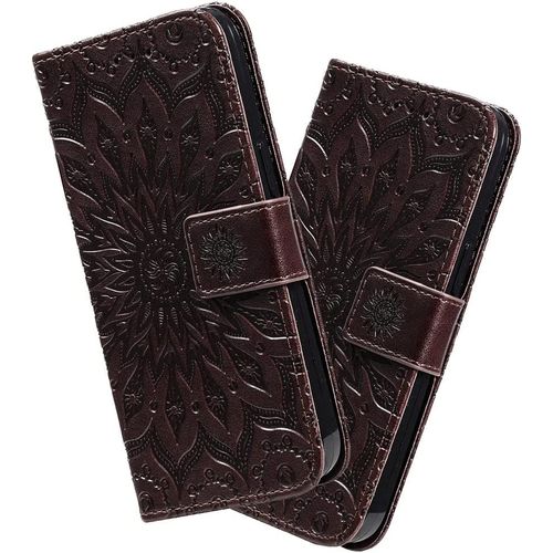 Pour Galaxy A41(Eu Version), Cuir Pu 3d En Relief Pour Flip Closure Stand Coque Pour Samsung Galaxy A41 Sunflower Brown Kt