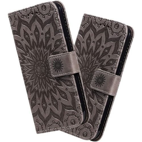 Pour Galaxy A41(Eu Version), Cuir Pu 3d En Relief Pour Flip Closure Stand Coque Pour Samsung Galaxy A41 Sunflower Grey Kt