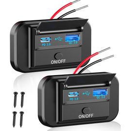 Prise Double USB Voiture 4.8A Hoembpn - 12V/24V Avec Interrupteur Et LED - Charge Rapide