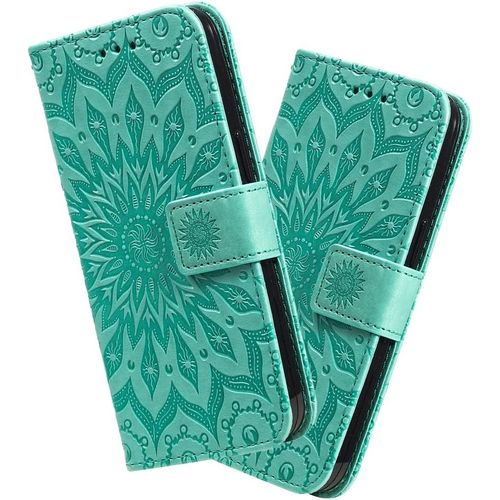 Coque Oppo A93 5g Porte Carte, Rabat Mandala En Faux Cuir Magnetique Et Dragonne Pour Oppo A74 5g / Oppo A54 5g. Green Kt