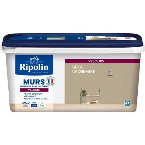 Peinture deco murs. boiseries & radiateurs - RIPOLIN - 468811 - Beige cachemire - Velours - 2.5 L