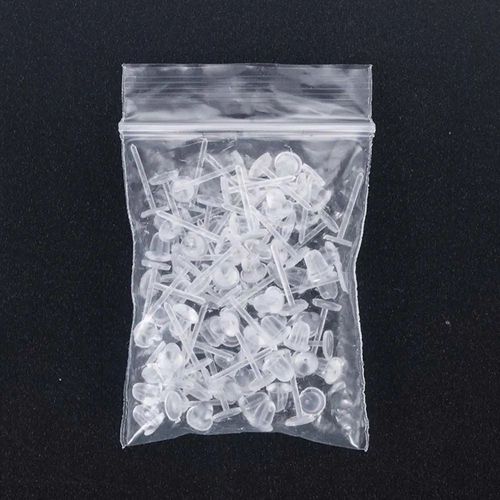 Boucles D'oreilles En Plastique Anti-Allergie,Protection Contre Les Trous D'oreille,Cigarage Transparent,Pièces De Bijoux,Paquet De 50 Pièces