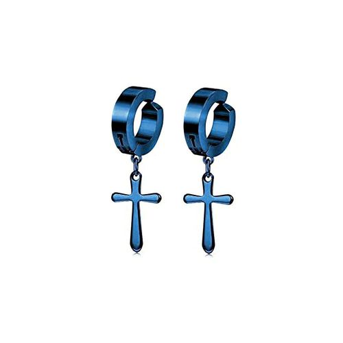 Boucles D'oreilles Pendantes Croix En Acier Inoxydable Pour Femme Et Homme,Faux Piercing Magnétique,Réinitialisation Hip Hop Punk,Bijoux,1 Paire