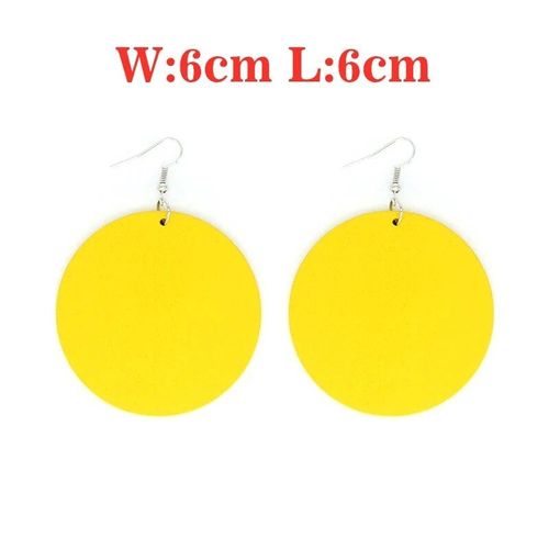 Boucles D'oreilles Rondes En Bois,10 Couleurs,Pendentifs De Photos Faites À La Main,Bijoux Pour Femmes,Cadeaux