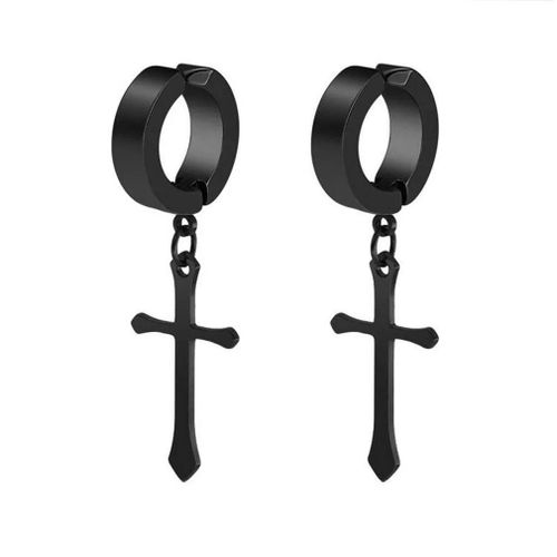 Boucles D'oreilles À Clip En Acier Inoxydable Pour Hommes Et Femmes,1/12 Paires,Pendentif Croix,Faux Cerceau Non Perçant,Bijoux Fantaisie