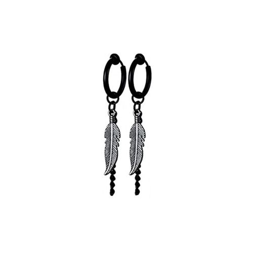 Ensemble De Boucles D'oreilles Magnétiques Punk En Acier Inoxydable Pour Hommes Et Femmes,Clip Cz,Pendentif Plume,Clou,Noir,1 Paire,12 Paires