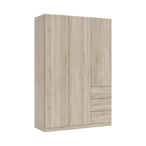 Armoire 3 Portes Effet Bois Beige 135x52 Cm