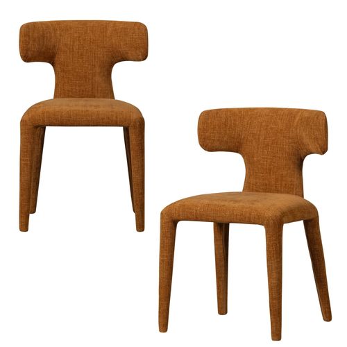 Lot De 2 Chaises De Table En Polyester Cannelle