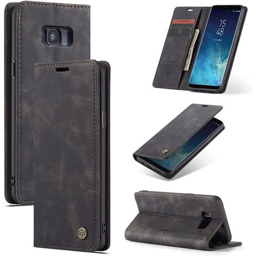Pu Pour Samsung Galaxy S8, Coque Flip Case Fonction Support Fentes De Cartes Fermeture - Noir