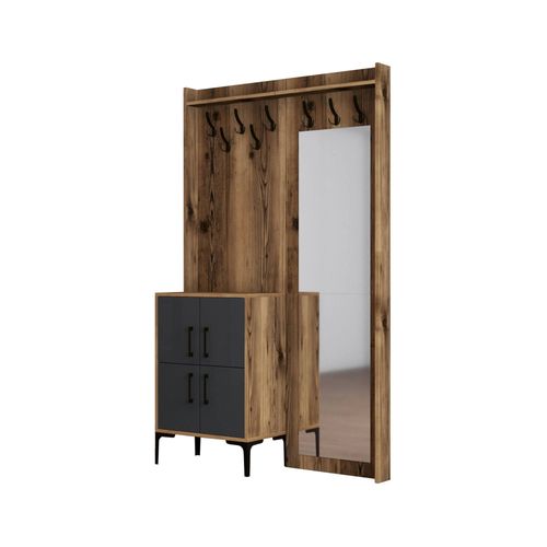 Meuble D'entrée Effet Bois Beige, Anthracite 120x35 Cm