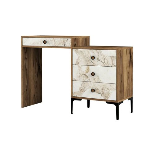 Console Effet Bois Beige, Blanc 124x40 Cm