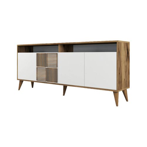 Console Effet Bois Beige, Blanc 180x35 Cm