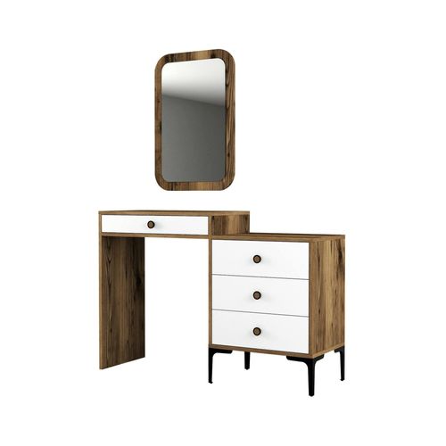 Console Effet Bois Beige, Blanc 124x40 Cm