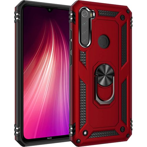 Coque Compatible Avec Xiaomi Redmi Note 8 Aimant Anneau Support,Double Couche Renforcee Defense+Protection Ecran (Rouge