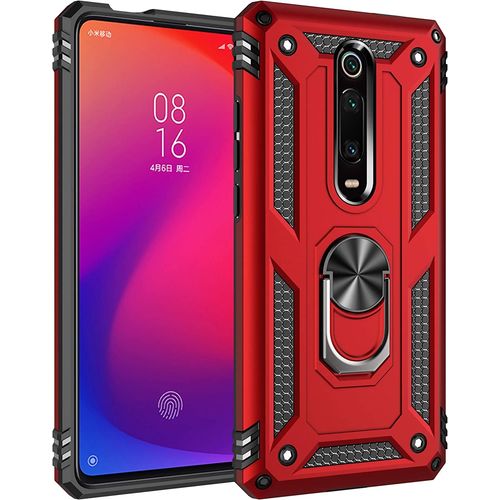 Coque Compatible Avec Xiaomi Mi 9t / Mi 9t Pro Aimant Anneau Support,Double Couche Renforcee Defense+Protection Ecran (Rouge