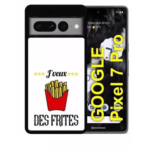 Coque Google Pixel 7 Pro - Jveux Des Frites Fond Blanc - Silicone - Noir