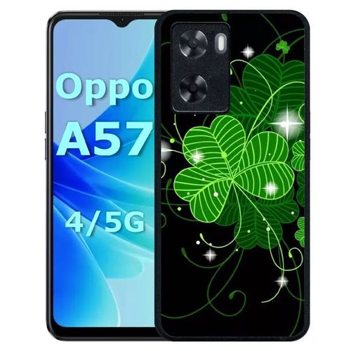 Coque Pour Oppo A57 - Trefle Porte Bonheur - Silicone - Noir