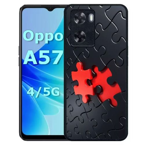 Coque Pour Oppo A57 - Puzzle One Piece Red - Silicone - Noir