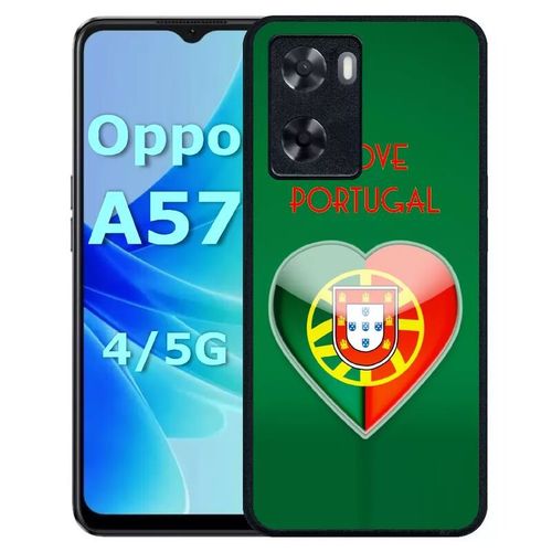 Coque Pour Oppo A57 - Coeur Love Portugal - Silicone - Noir