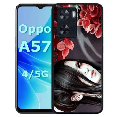 Coque Pour Oppo A57 - Manga Geisha Gothique - Silicone - Noir