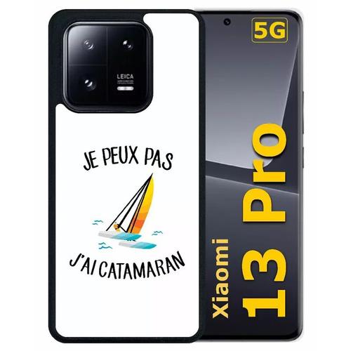 Coque Pour Xiaomi 13 Pro - Je Peux Pas J Ai Catamaran Bateau Fond Blanc - Silicone - Noir