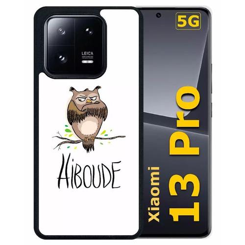 Coque Pour Xiaomi 13 Pro - Hiboude Fond Blanc - Silicone - Noir