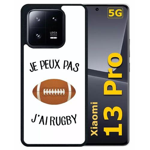 Coque Pour Xiaomi 13 Pro - Je Peux Pas J Ai Rugby Ballon Fond Blanc - Silicone - Noir