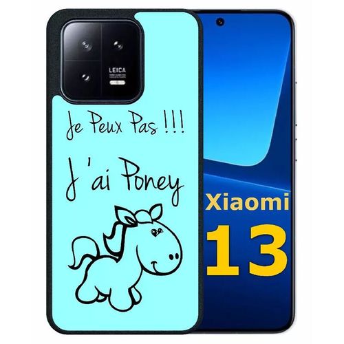 Coque Pour Xiaomi 13 - Citation Poney Turquoise - Silicone - Noir