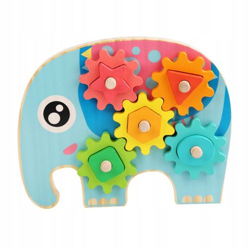 1 Ensemble De Jeux D'engrenages En Bois Jouets Elephant Des