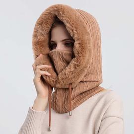 Masque de Ski à capuche pour femme, polaire, tricot avec fausse