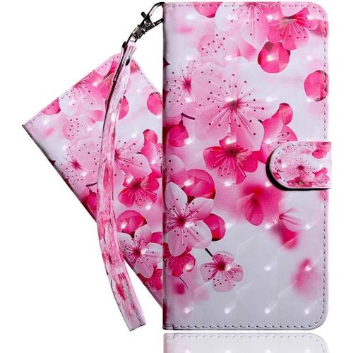 Iphone 13 Pro Max 6.7 Pouces Coque, 3d Pu Porte Carte Dragonne Stand Coque Pour Iphone 13 Pro Max. Pink Peach Blossom Bx