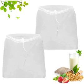 2 Pcs Sac à lait végétal, 30 x 30 cm Etamine alimentaire, alimentaire Filtre passoire en tissu, Filtre à lait de soja Filtre en Nyl