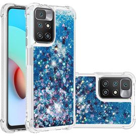 Coque Pour Redmi 10, Coin Airbag Antichute Sables Mouvants Coque Tpu Bumper Sparkle Case Xiaomi Redmi 10. Ybw Love Blue