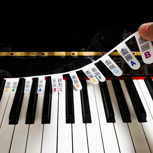Étiquette Touche Piano, Étiquette Note de Musique Piano Pleine Grandeur 88  Touches en Silicone pas Besoin de Coller Étiquettes Colorées Réutilisables  Amovibles pour Clavier de Piano, avec Boîte